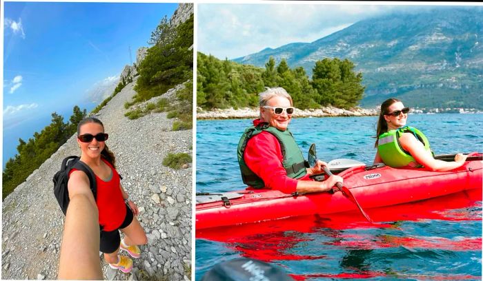 Aoife kayaking and hiking in Croatia