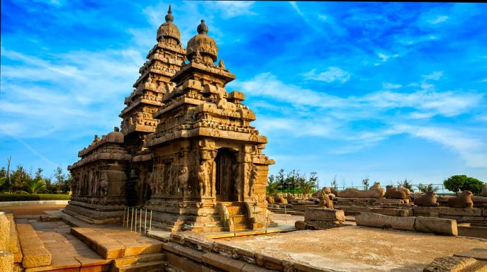 The Shore Temple located in Mahabalipuram, Tamil Nadu, India