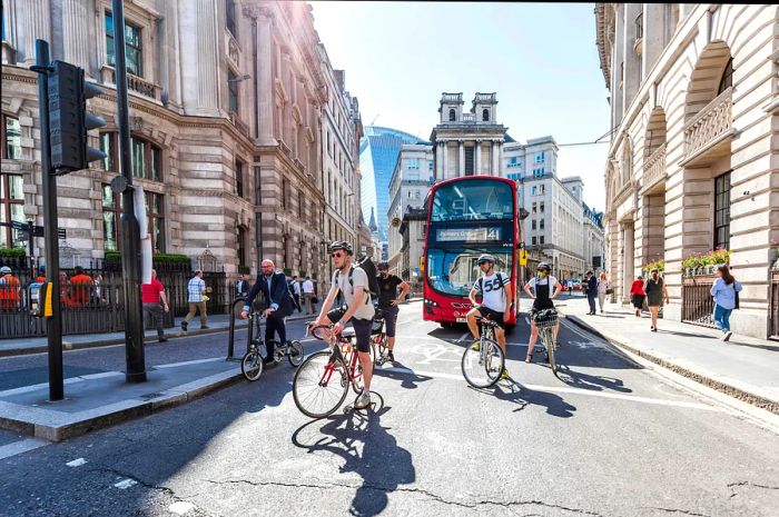 Bikers navigating London