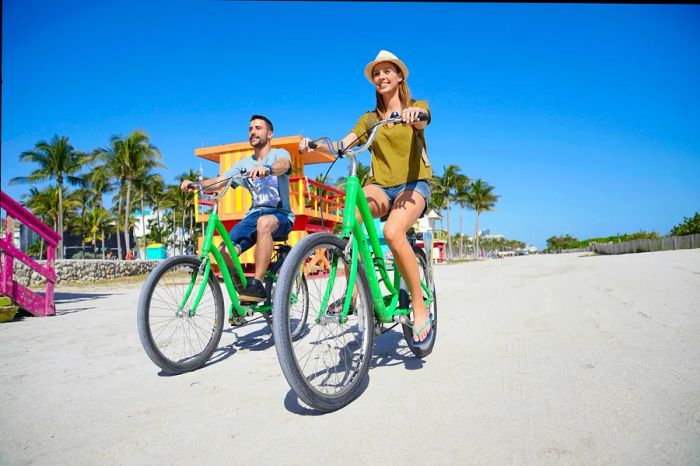 Enjoying a cruise along Miami Beach