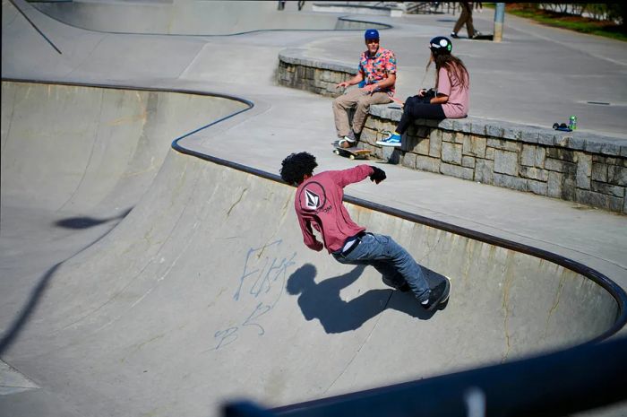 Skaters enjoying the Old Fourth Ward Skate Park in Atlanta, Georgia