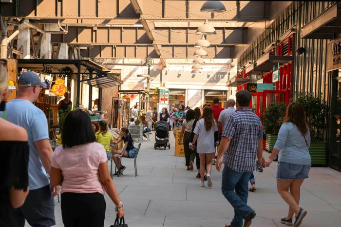 Shops and eateries bustling with activity at Ponce City Market in Atlanta