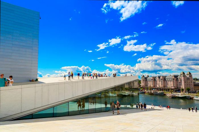 The Oslo Opera House serves as the venue for The Norwegian National Opera and Ballet, acting as the national opera house of Norway in Oslo.