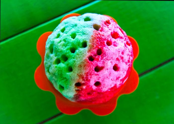 Red and Green Shave Ice in a Bowl ©Photo by Meredith Narrowe/Getty Images