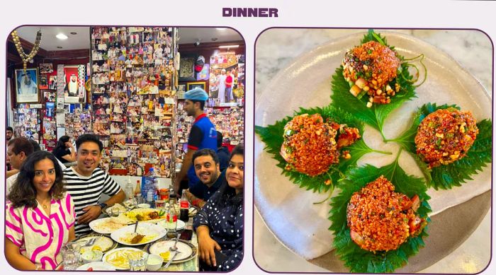 Natasha and family enjoying dinner in Dubai