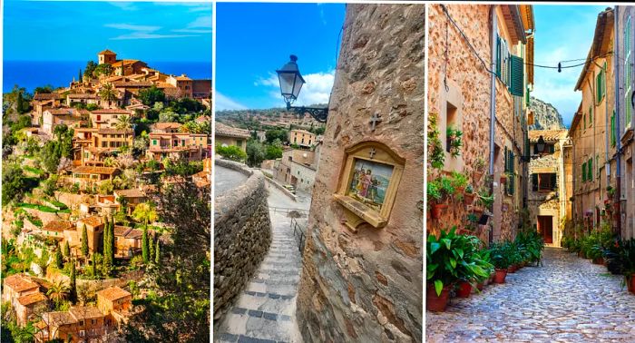 The stone architecture of the towns of Deia and Valldemossa in Mallorca