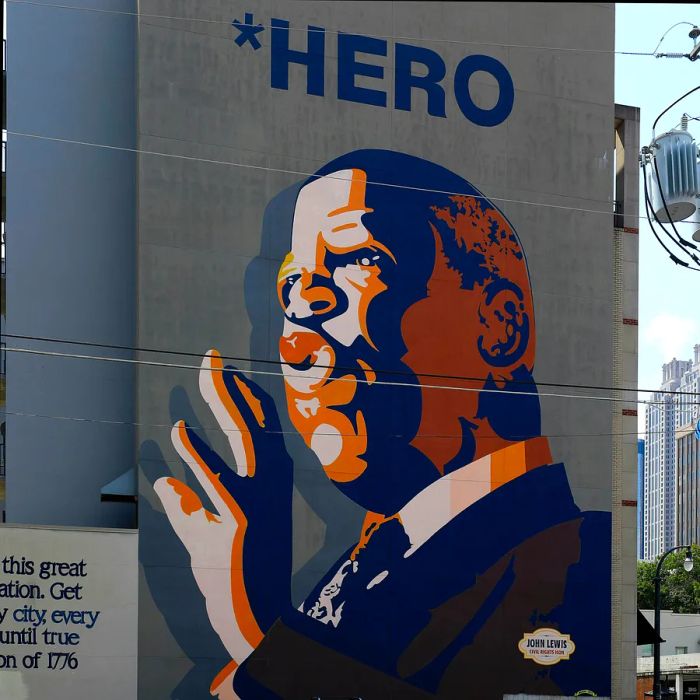 The Loss Prevention's 'Hero' mural of Congressman John Lewis can be found in downtown Atlanta, Georgia, USA