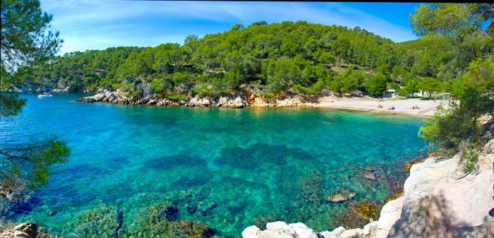 Calanque De Port D'Alon, a pristine bay with crystal-clear waters near Cassis and Bandol in France