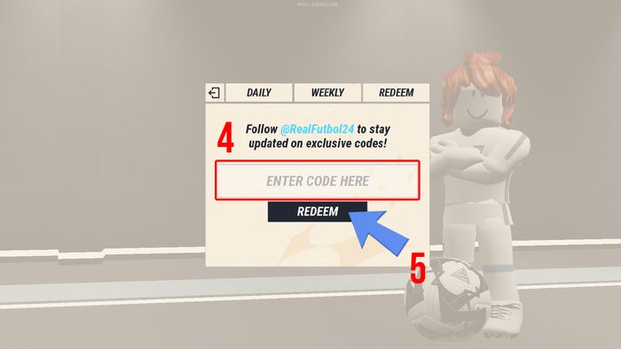 Hướng dẫn nhập mã code Real Futbol 24 Roblox - bước 4