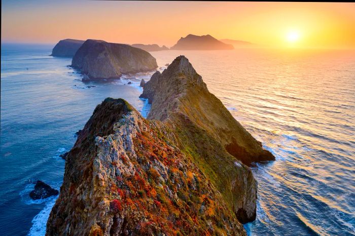 Sunny evening view from Anacapa Island, California