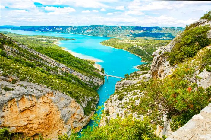 Aerial view of Verdon Gorge and Lake Sainte-Croix.