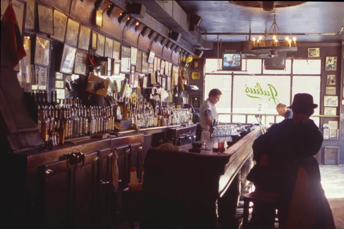 The bar at Julius’, a landmark gay bar located in the West Village, New York City, USA