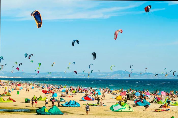 Kitesurfing at Tarifa beach