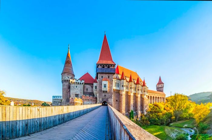 The medieval Hunyad Corvin Castle located in the Transylvania region of Romania.