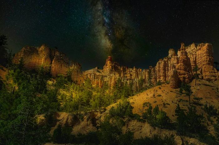 The night sky over Bryce Canyon National Park, Utah