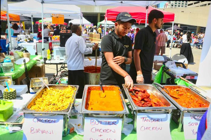 Food vendors at the Taste of India festival in Nathan Phillips Square, Toronto, Ontario, Canada