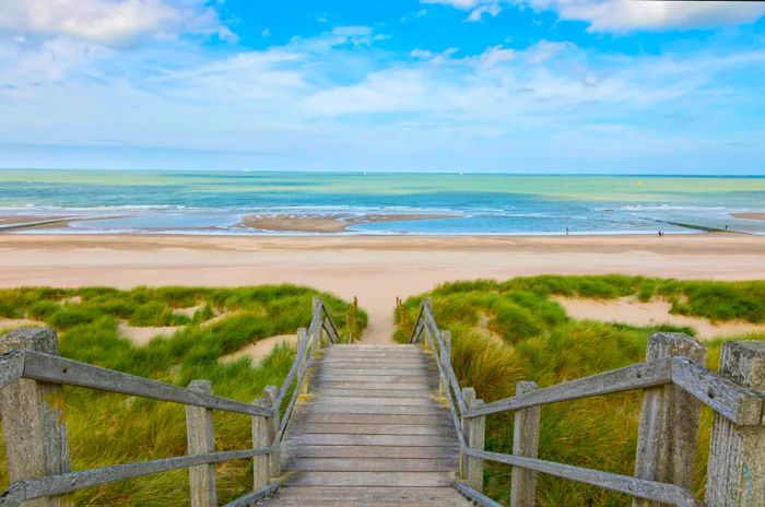 Stairs leading down to Blankenberge beach, Belgium