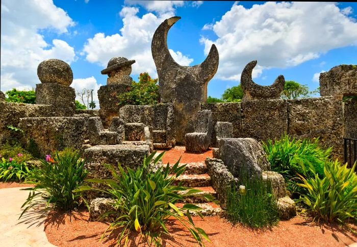 A view of the exterior of Coral Castle in Homestead, Florida