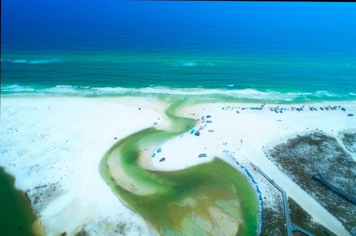 Aerial View of the Outflow at Grayton Beach