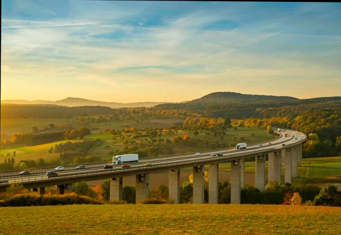 Vinxtbachtalbrücke in the Eifel region during autumn, North Rhine-Westphalia