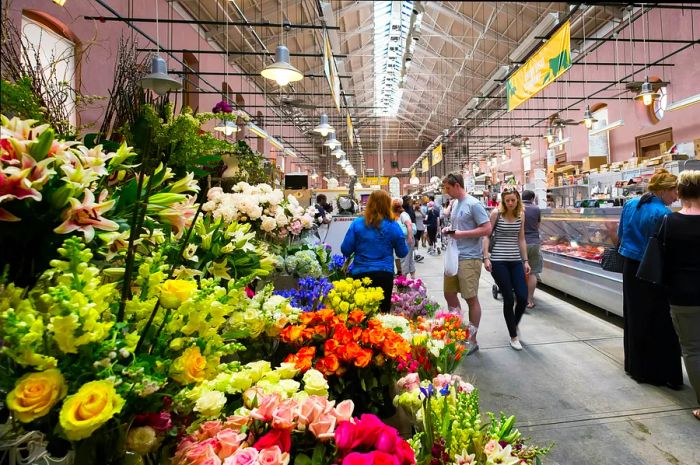 Inside the historic Eastern Market located in the Capitol Hill neighborhood, Washington, DC, USA.