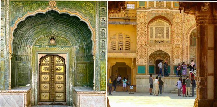 L: Lehariya Gate. R: Gates of Amber Fort