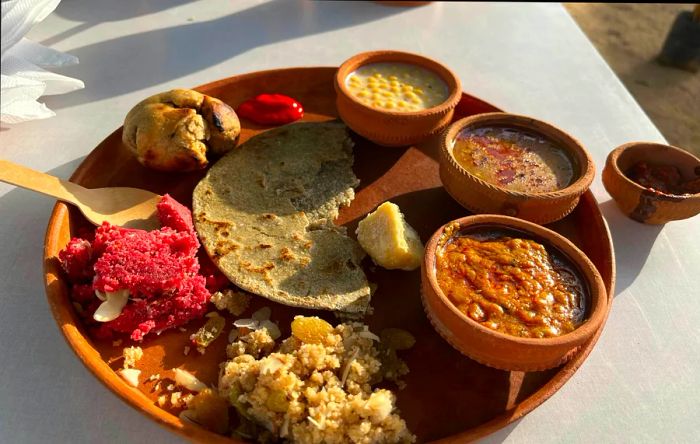 Vibrant platter of Thali.