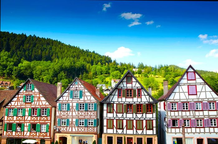 Half-timbered houses in the market square of Schiltach, Germany