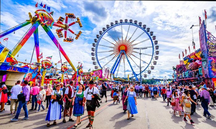 The Oktoberfest fairgrounds in Munich, Germany