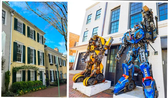 Left: A lovely yellow townhome in Georgetown, DC; Right: the contentious