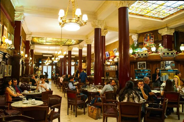 The charming interior of Café Tortoni, Buenos Aires, Argentina