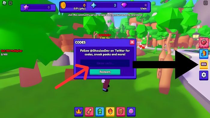 Hướng dẫn nhập code Button Simulator Mania bước 3
