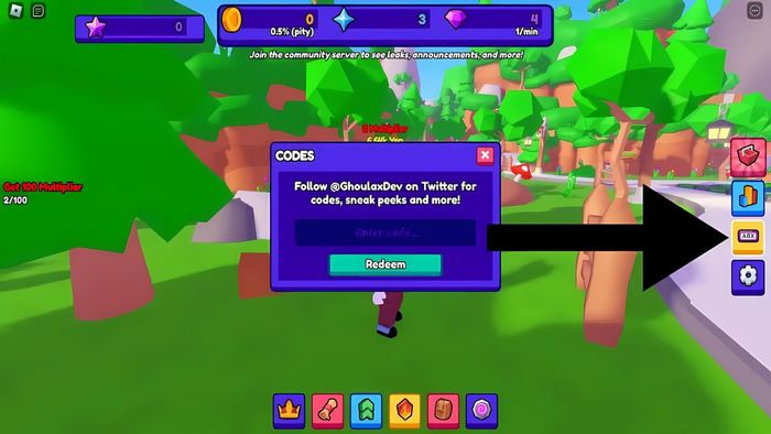 Hướng dẫn nhập code Button Simulator Mania bước 1