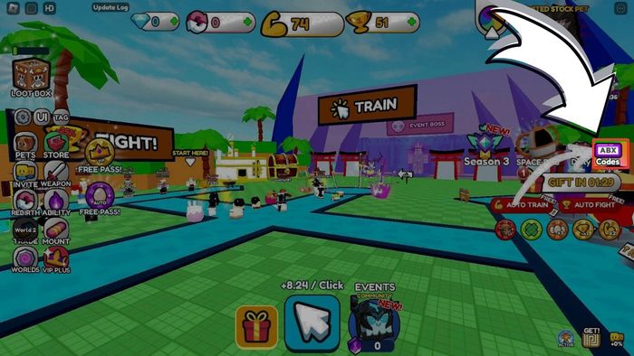 Cách nhập mã code Anime Combats Simulator - bước 2