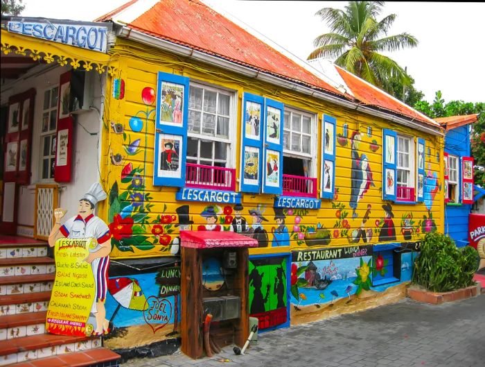 Visit L'Escargot, a vibrant restaurant serving French cuisine in Philipsburg, conveniently located near popular shopping areas.