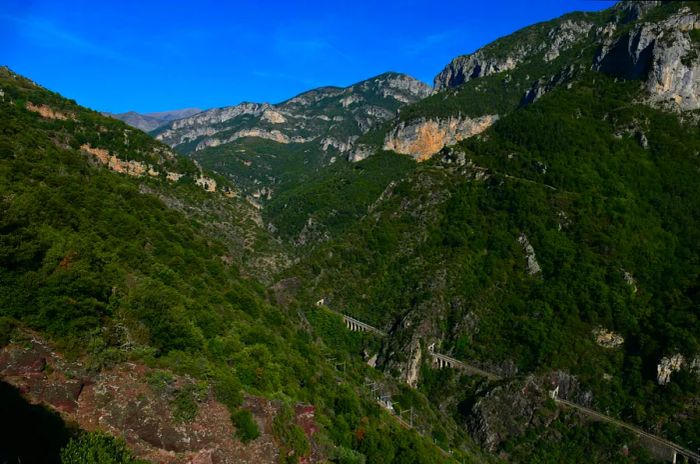 The Train des Merveilles railway line, connecting Saorge and Saint-Dalmas de Tende in the Roya Valley, Alpes-Maritimes