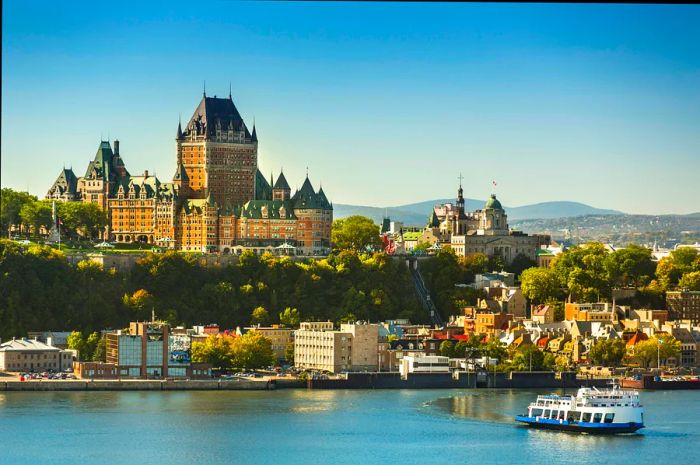 A stunning view of Vieux Québec from the St. Lawrence River in Québec City, Québec, Canada