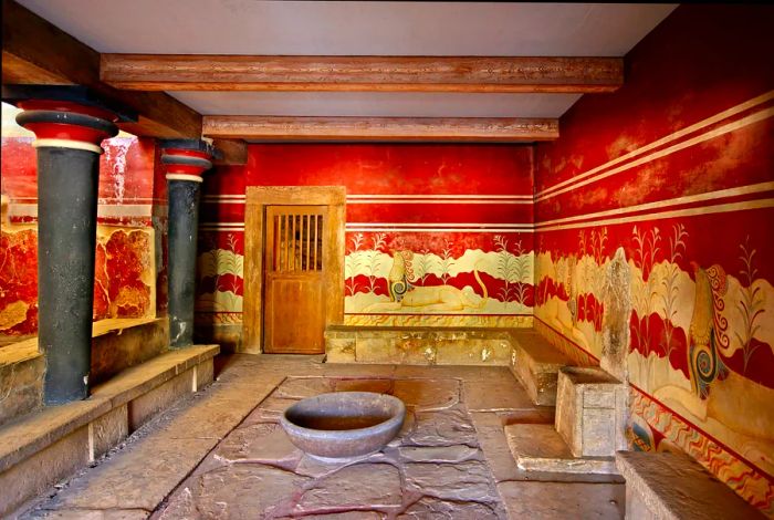 The Throne Room in the Minoan Palace of Knossos, Heraklion