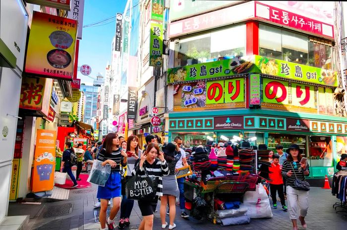 Myeong-Dong shopping street buzzes with locals and tourists alike, making it a trendy and must-visit area during your trip.