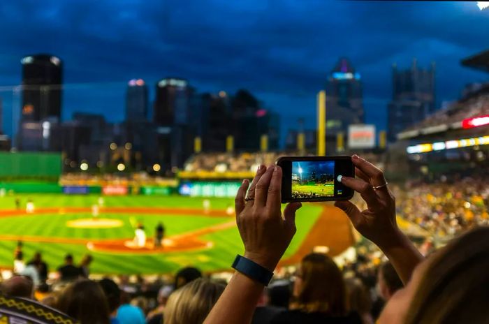 Capturing a moment in a baseball stadium