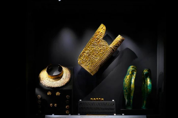 Artifacts unearthed from the tomb of Philip II at Aigai, Vergina, Macedonia, Greece