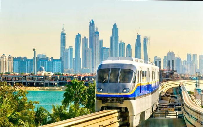 Arriving at the Atlantis Monorail station in Dubai