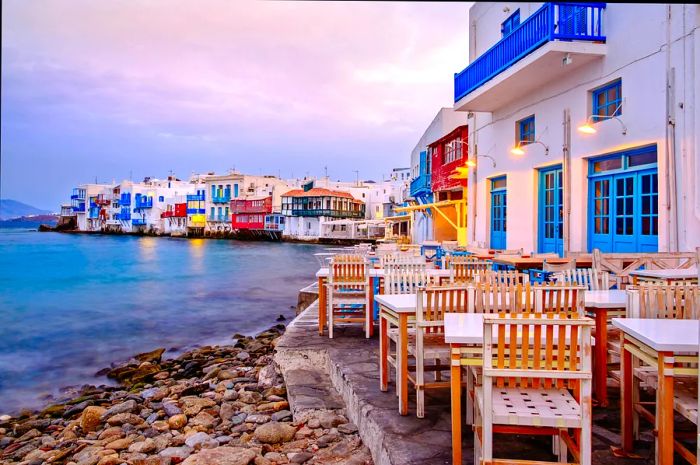 The sunrises over Mykonos