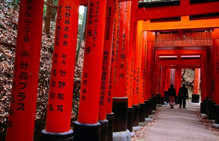 Visitors strolling through Fushimi Inari-Taisha