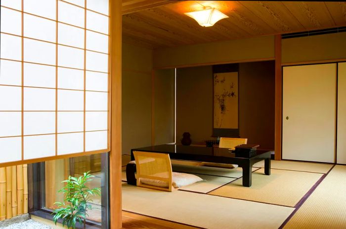 A tatami room in a ryokan