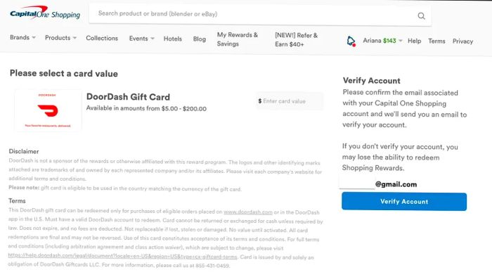 How to redeem points with Capital One Shopping