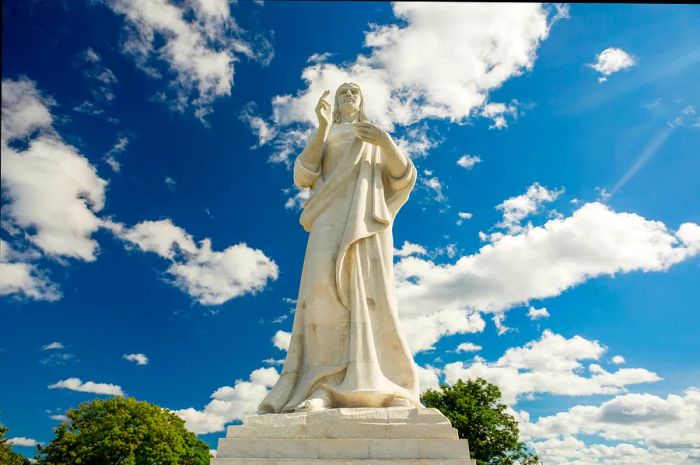 The Christ of Havana statue or Estatua de Cristo on a bright day