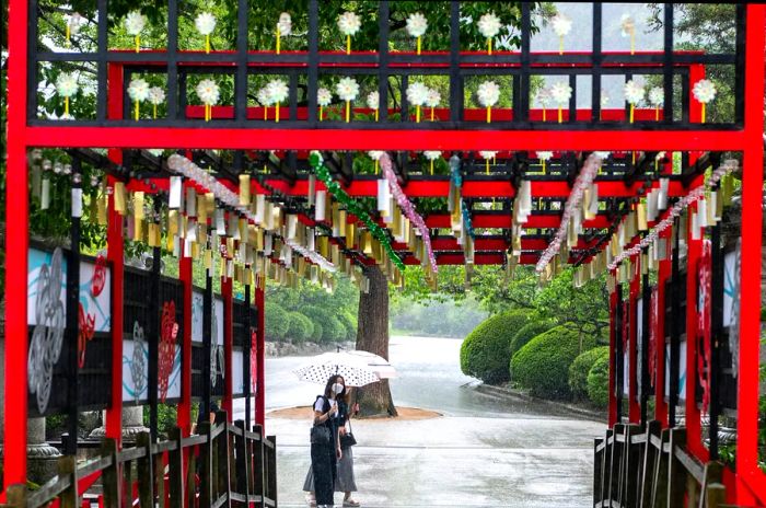 Visitors at the Dazaifu Tenmangu shrine, Fukuoka, Japan