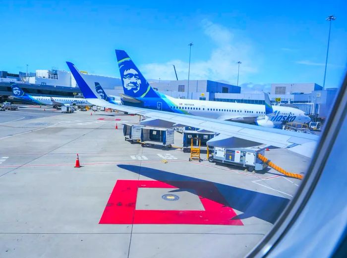 View from inside an Alaska Airlines aircraft