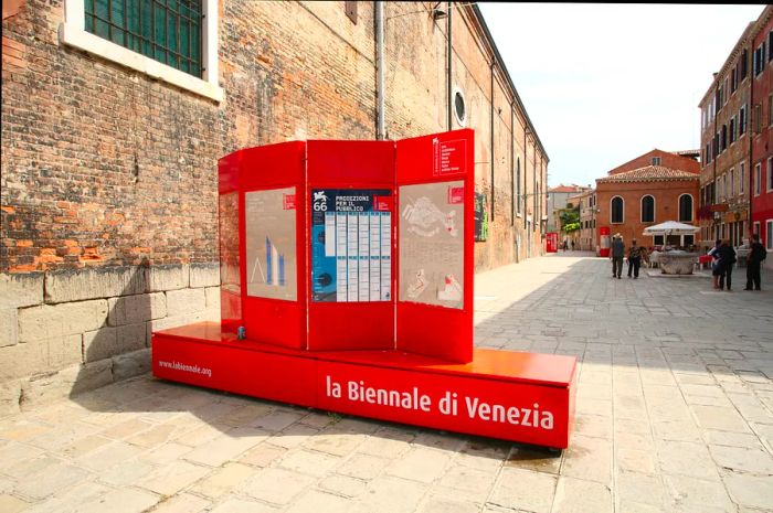 Sign for La Biennale di Venezia (Venice Biennale) in Venice.